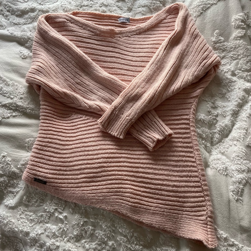 Off-the-Shoulder Blush Sweater